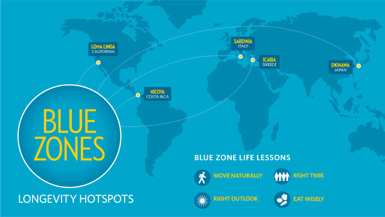 mappa blu zone nel mondo